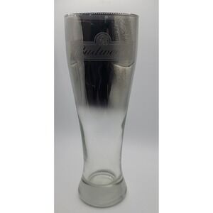 Large Budweiser Pilsner 9" Glass 24oz Silver Shadow Graphics *See Description*